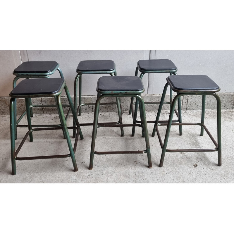 Set of 6 vintage industrial stools by Gaston Cavaillon for Mullca