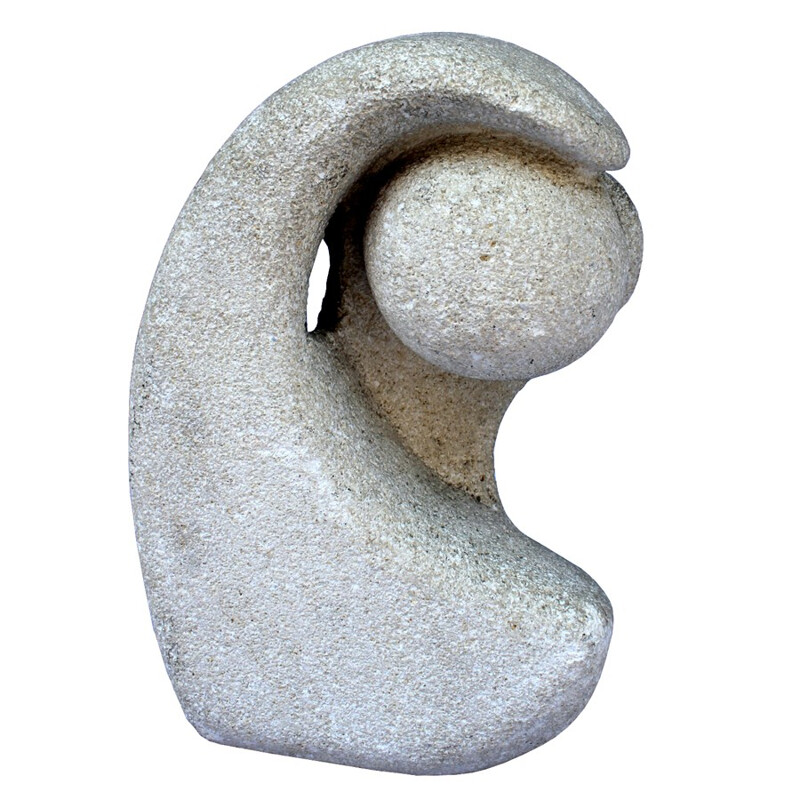 Sculpted white stone lamp by Albert Tormos - 1970s