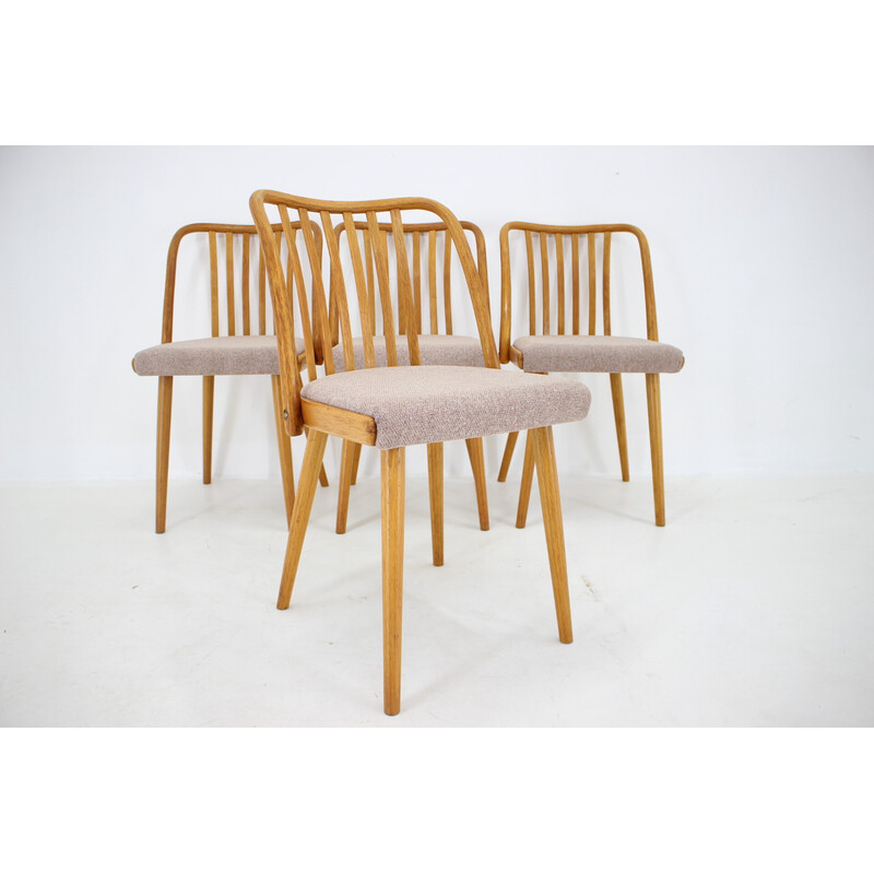 Set of 4 vintage oakwood dining chairs by Antonin Suman, Czechoslovakia 1970s