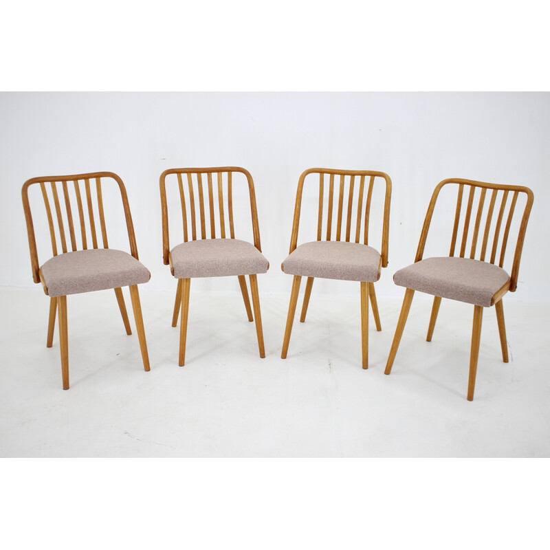 Set of 4 vintage oakwood dining chairs by Antonin Suman, Czechoslovakia 1970s