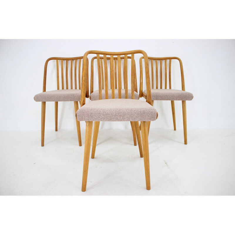 Ensemble de 4 chaises vintage en bois de chêne par Antonin Suman, Tchécoslovaquie 1970