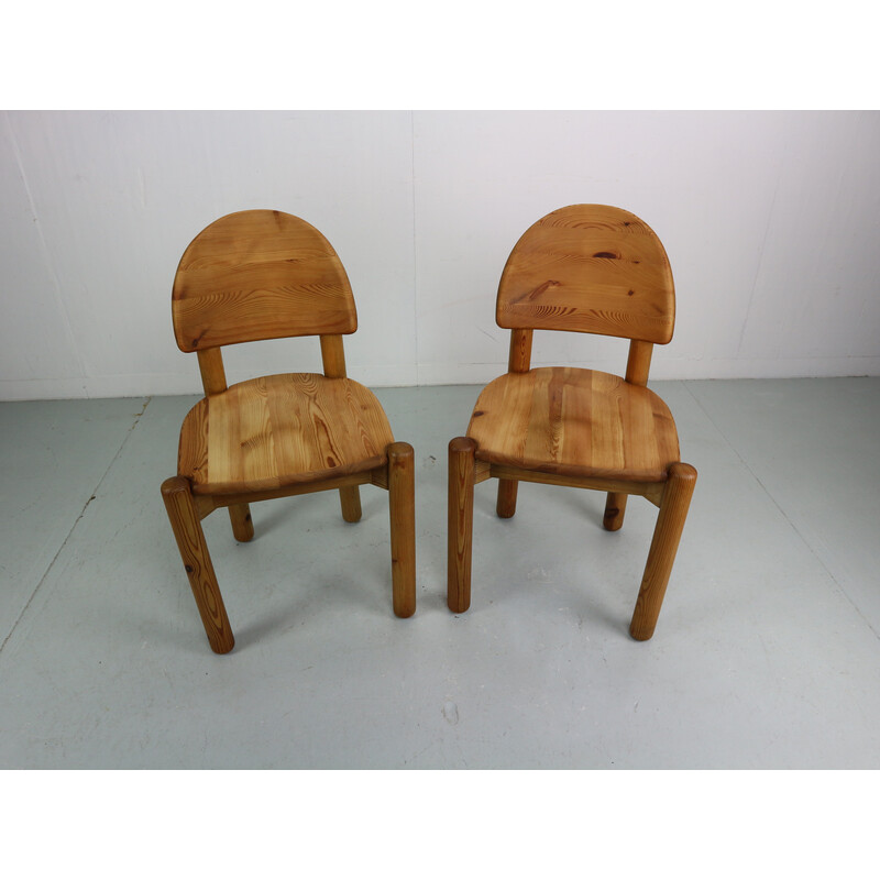 Pair of vintage solid pine dining chairs by Rainer Daumiller for Hirtshals Savvaerk, 1970s