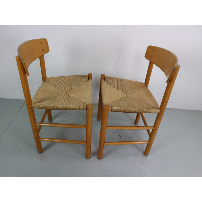 Pair of vintage J39 oakwood dining chairs by Borge Mogensen for Fdb Mobler