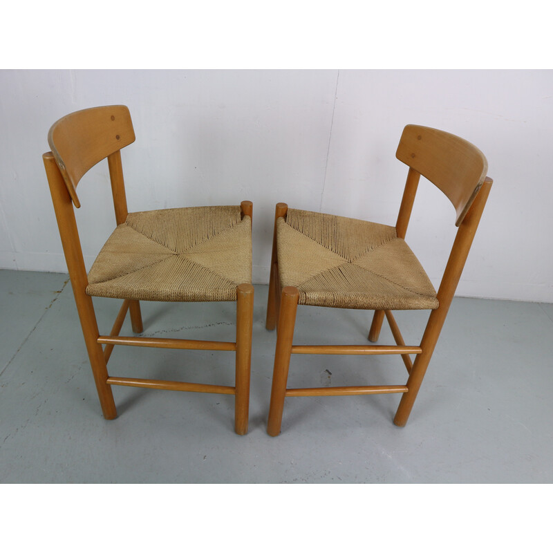 Par de cadeiras de jantar vintage J39 em madeira de carvalho de Borge Mogensen para Fdb Mobler