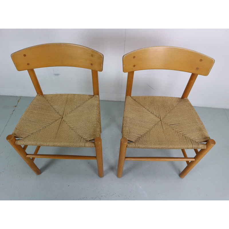 Pair of vintage J39 oakwood dining chairs by Borge Mogensen for Fdb Mobler