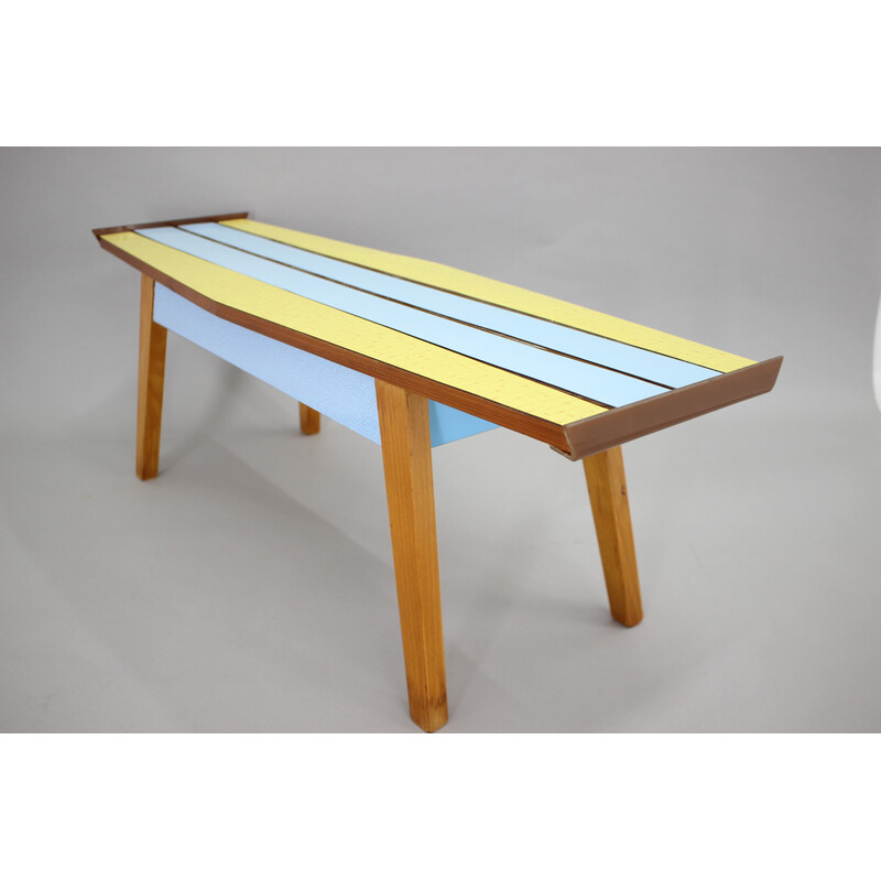 Vintage bench in beech and umakart, Czechoslovakia 1970