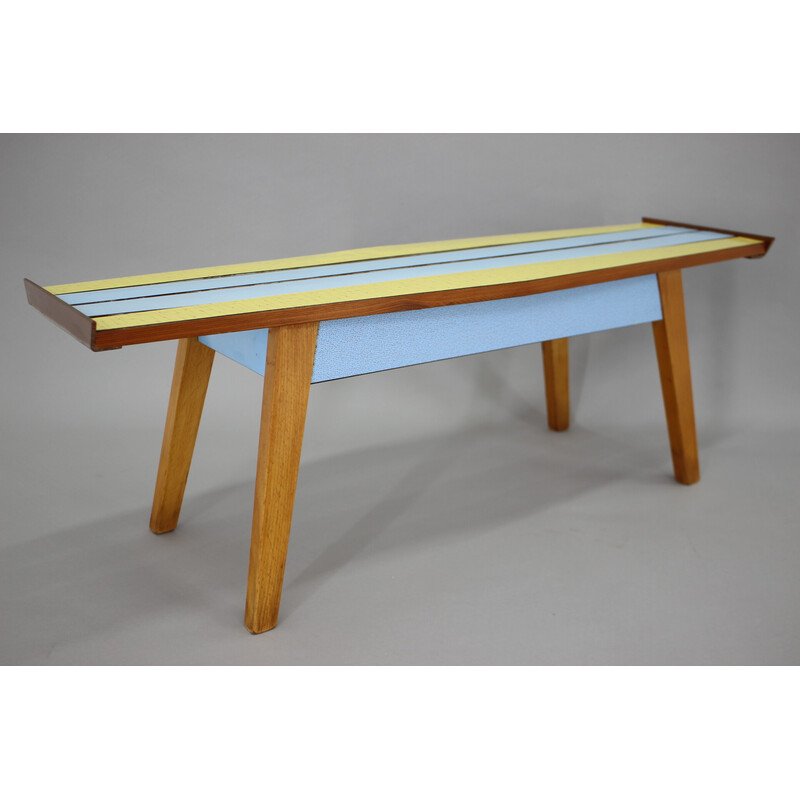 Vintage bench in beech and umakart, Czechoslovakia 1970