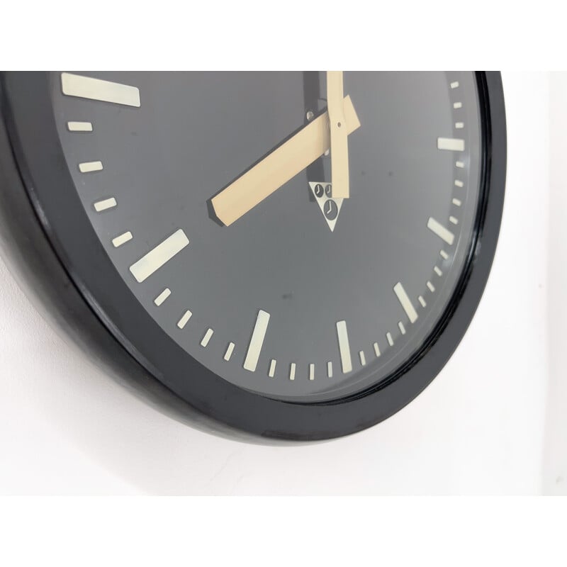 Vintage plastic and glass wall clock by Pragotron, Czechoslovakia 1990s