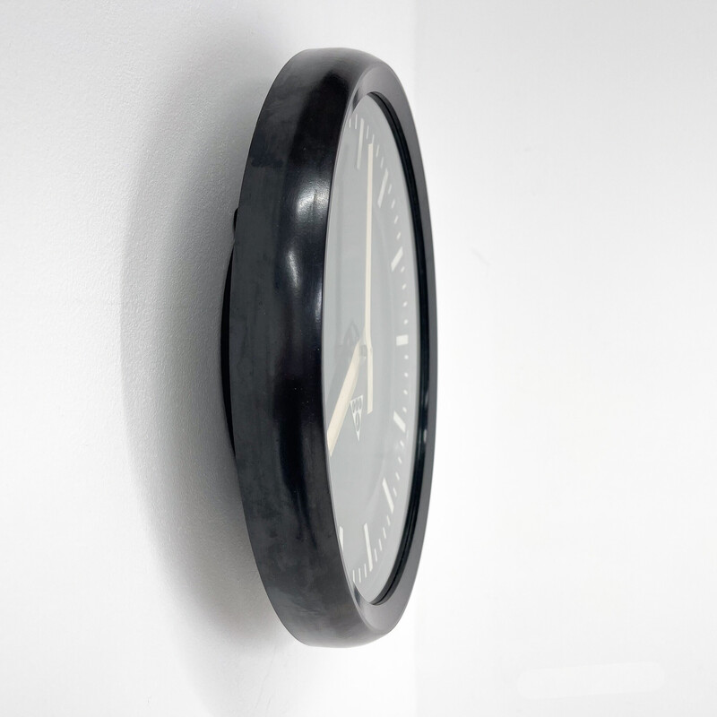 Vintage plastic and glass wall clock by Pragotron, Czechoslovakia 1990s