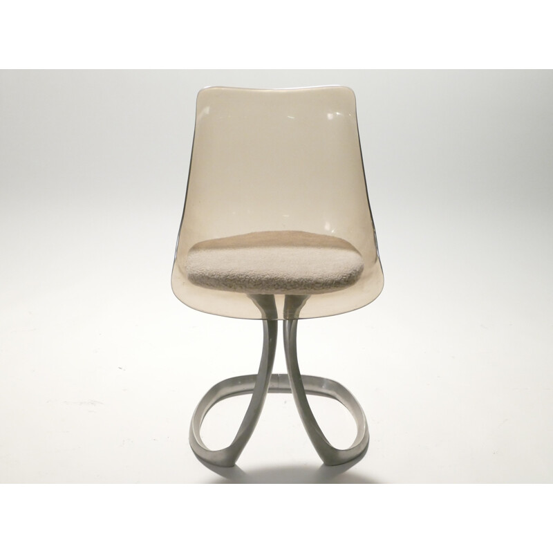 Set of 6 chairs in steel and plexiglas by Michel Charron - 1970s