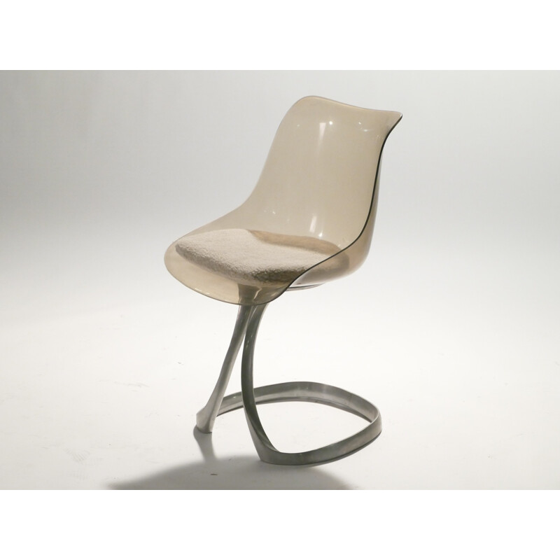 Set of 6 chairs in steel and plexiglas by Michel Charron - 1970s