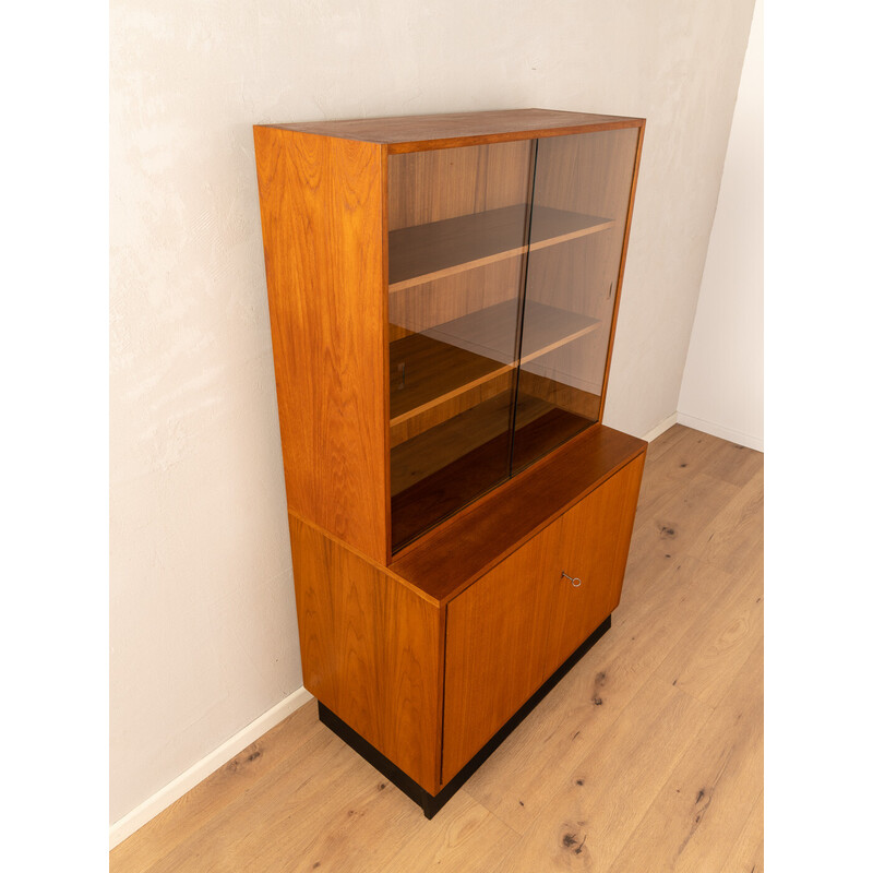 Vitrine vintage en placage de teck pour DeWe, Allemagne 1960