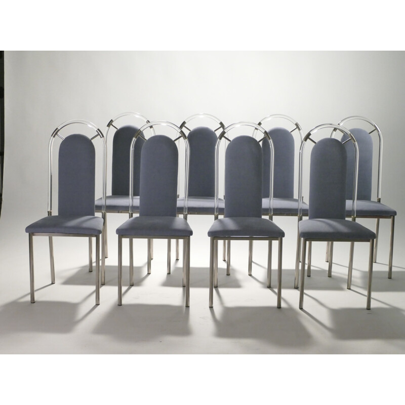 Set of 8 plexiglas chairs by Maison Jansen - 1970s