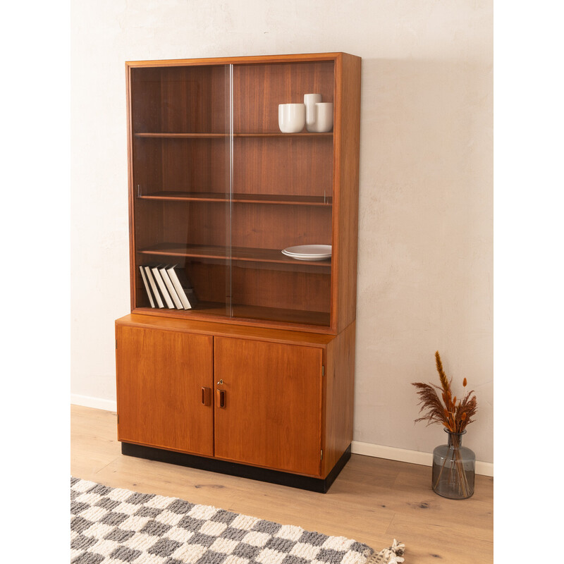 Vintage teak veneer display cabinet by Børge Mogensen for Søborg Møbler, Denmark 1960