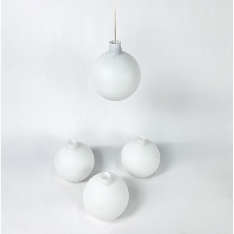 Vintage milk glass "Satellite" pendant lights by Vilhelm Wohlert for Louis Poulsen, Denmark 1950
