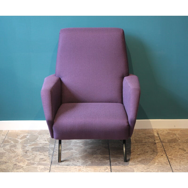 Mid century Italian Metal and Purple armchairs - 1950s