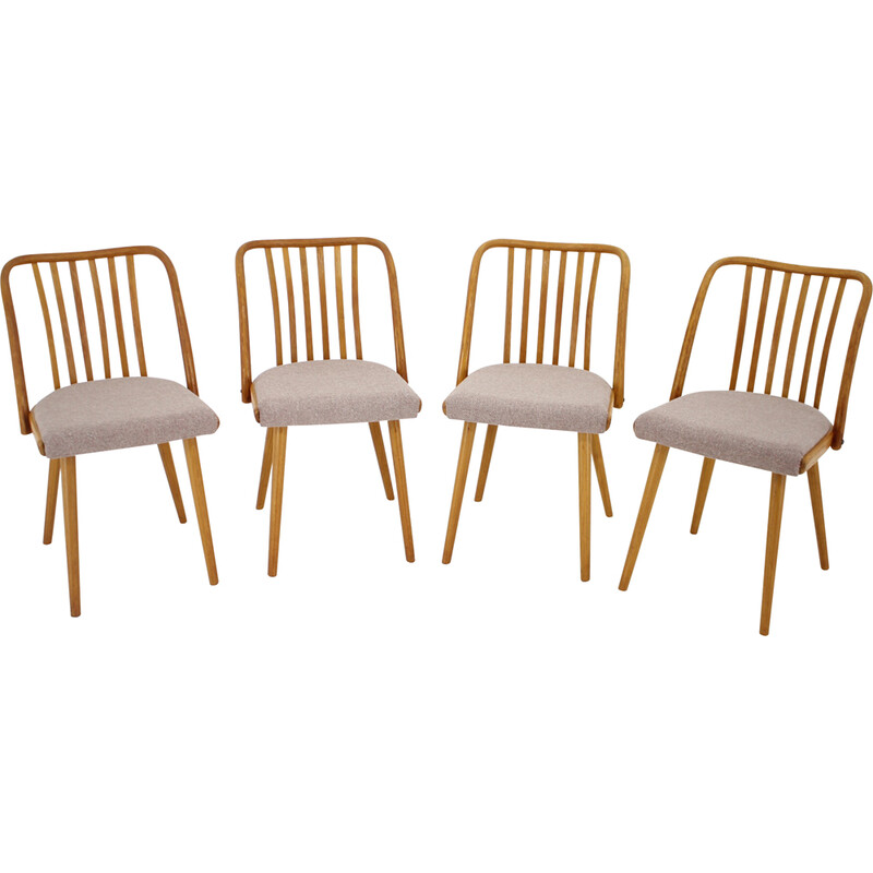 Set of 4 vintage oakwood dining chairs by Antonin Suman, Czechoslovakia 1970s