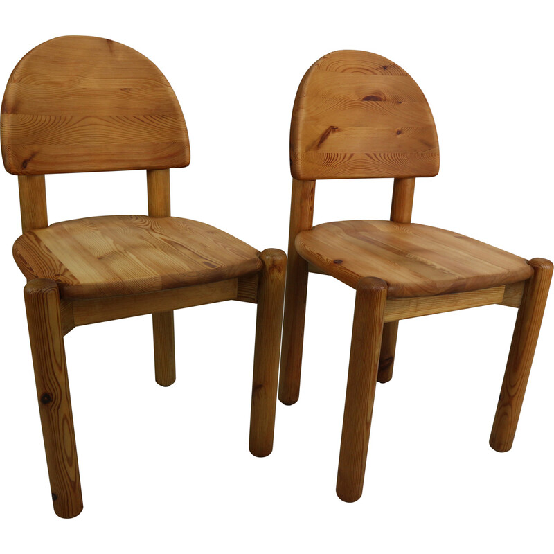 Pair of vintage solid pine dining chairs by Rainer Daumiller for Hirtshals Savvaerk, 1970s