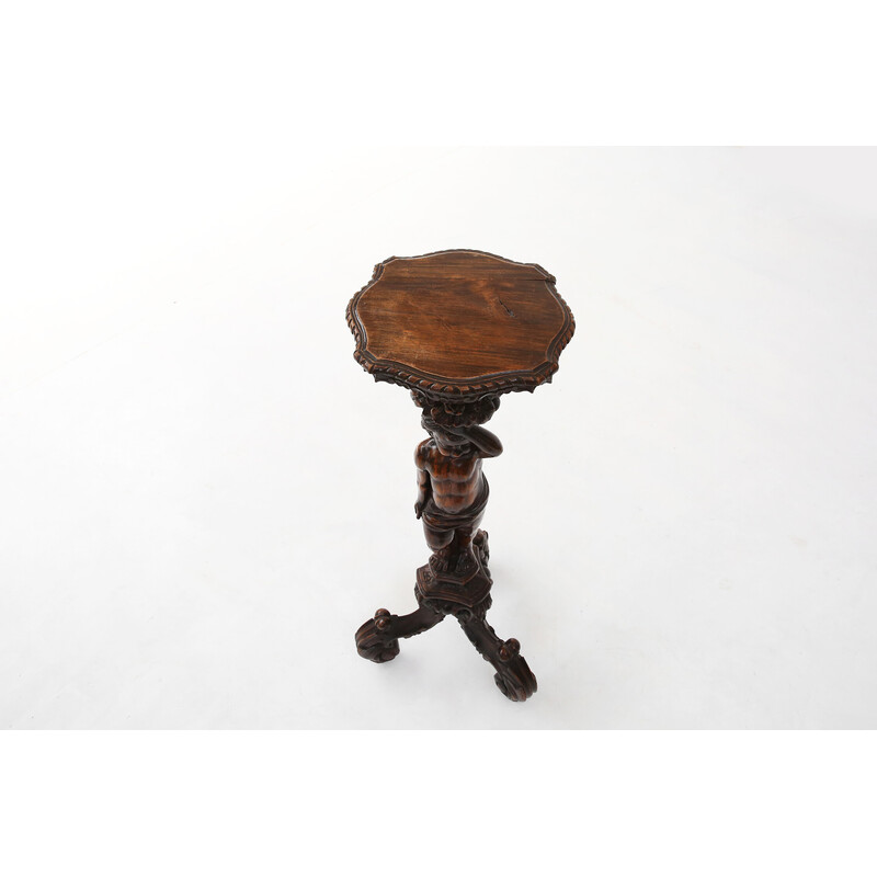 Vintage-Sockeltisch mit Putten aus Massivholz, 1850
