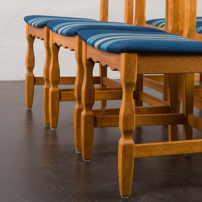 Set of 6 Vintage Oak Razor Blade Chairs by Henning Kjaernulf for Nyrup, Denmark 1960