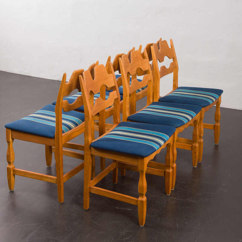 6 Stühle mit Rasierklingen aus Eichenholz von Henning Kjaernulf für Nyrup, Dänemark 1960