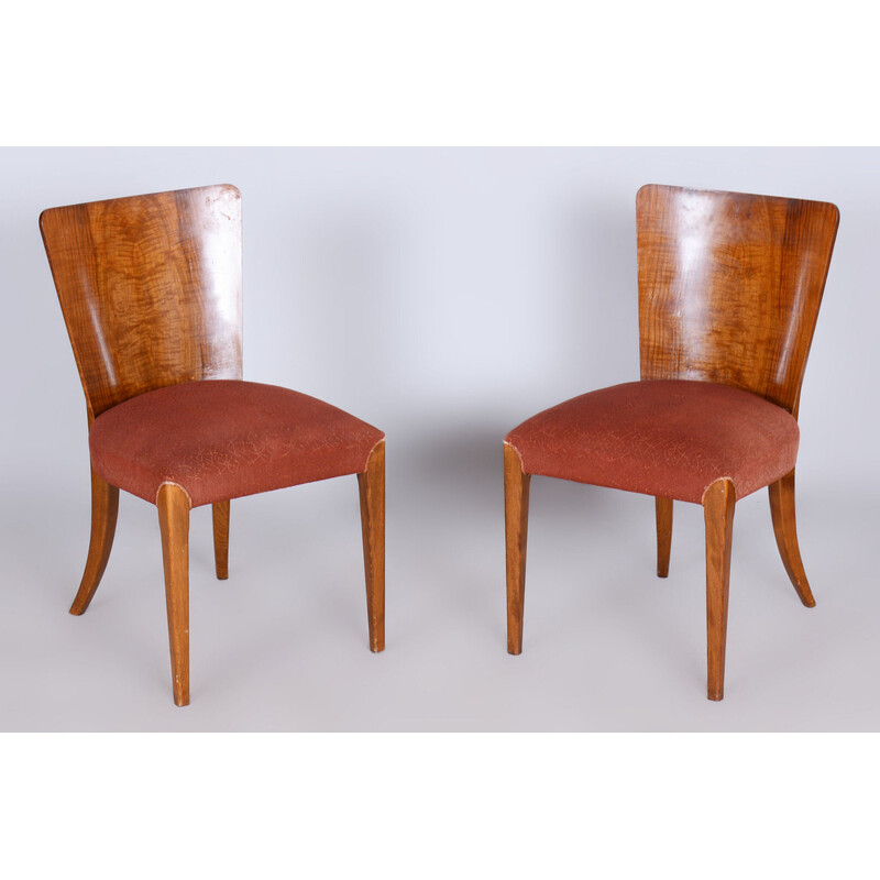 Set of 4 vintage Art-Deco chairs in beech and walnut by Jindrich Halabala for Up Zavody, Czechoslovakia 1940