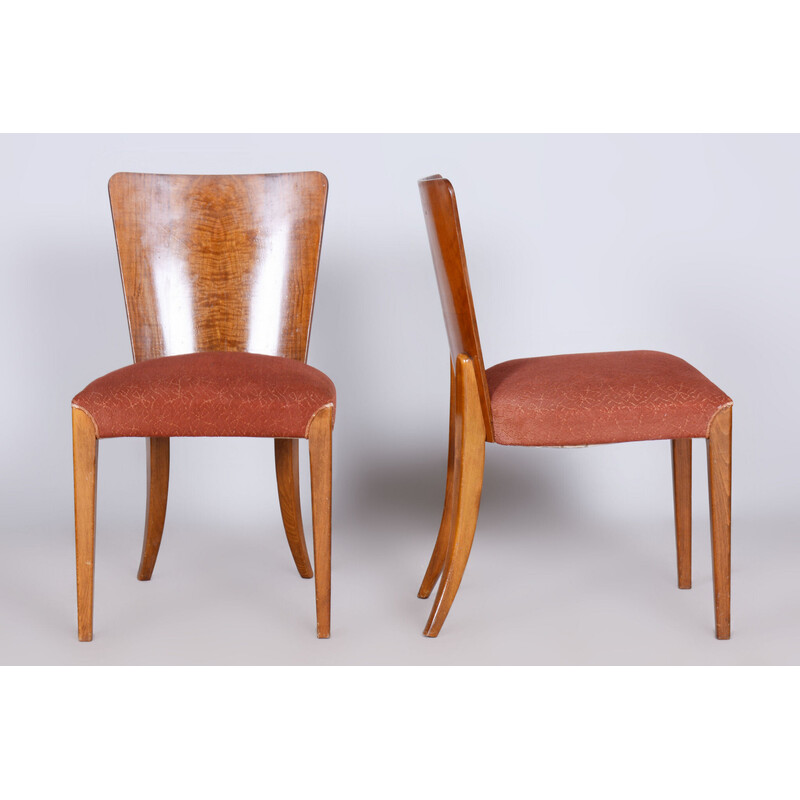 Set of 4 vintage Art-Deco chairs in beech and walnut by Jindrich Halabala for Up Zavody, Czechoslovakia 1940