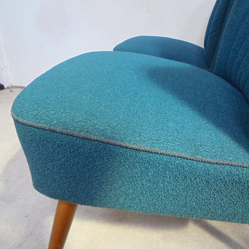 Pair of blue duck cocktail armchairs - 1960s