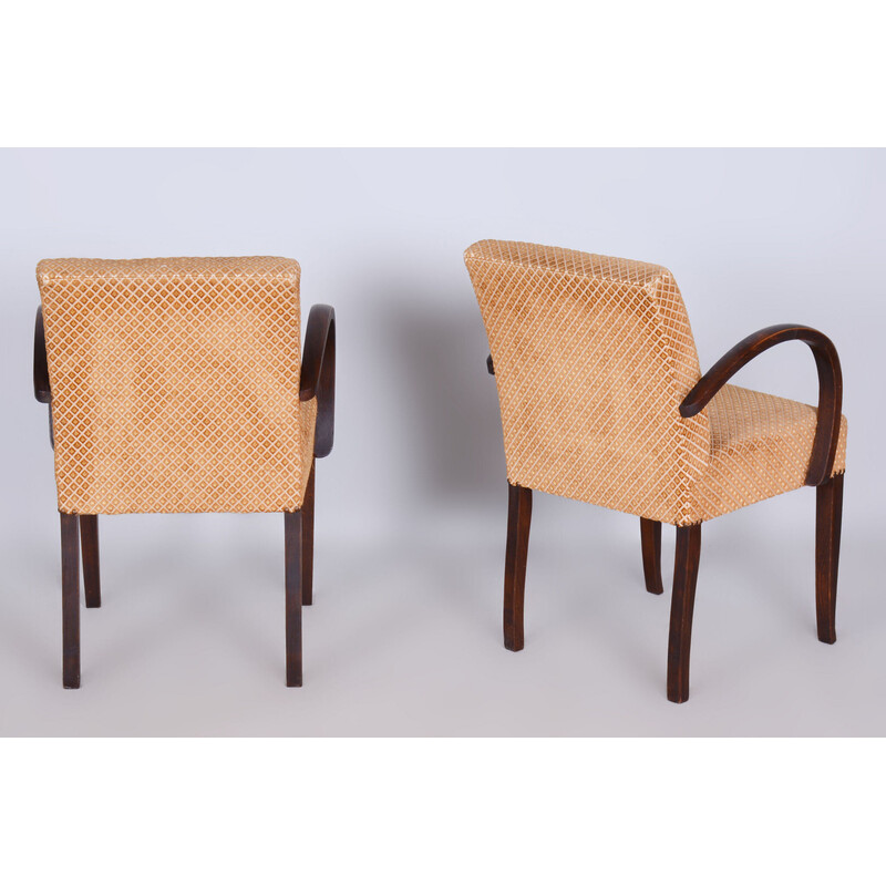 Pair of vintage Art Deco walnut armchairs by Jules Leleu, France 1930