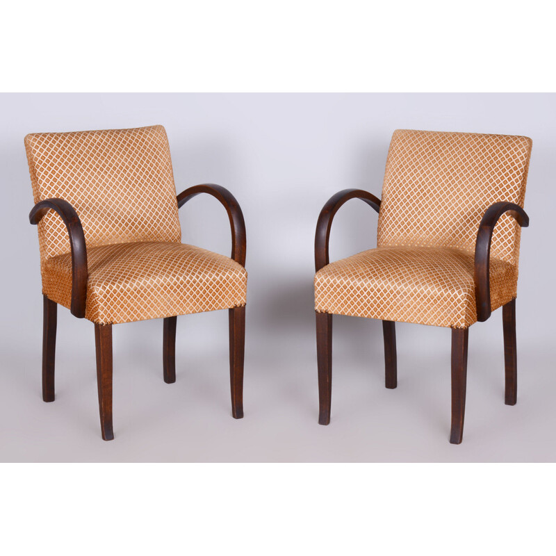 Pair of vintage Art Deco walnut armchairs by Jules Leleu, France 1930