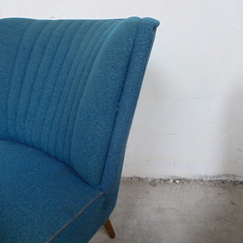 Pair of blue duck cocktail armchairs - 1960s