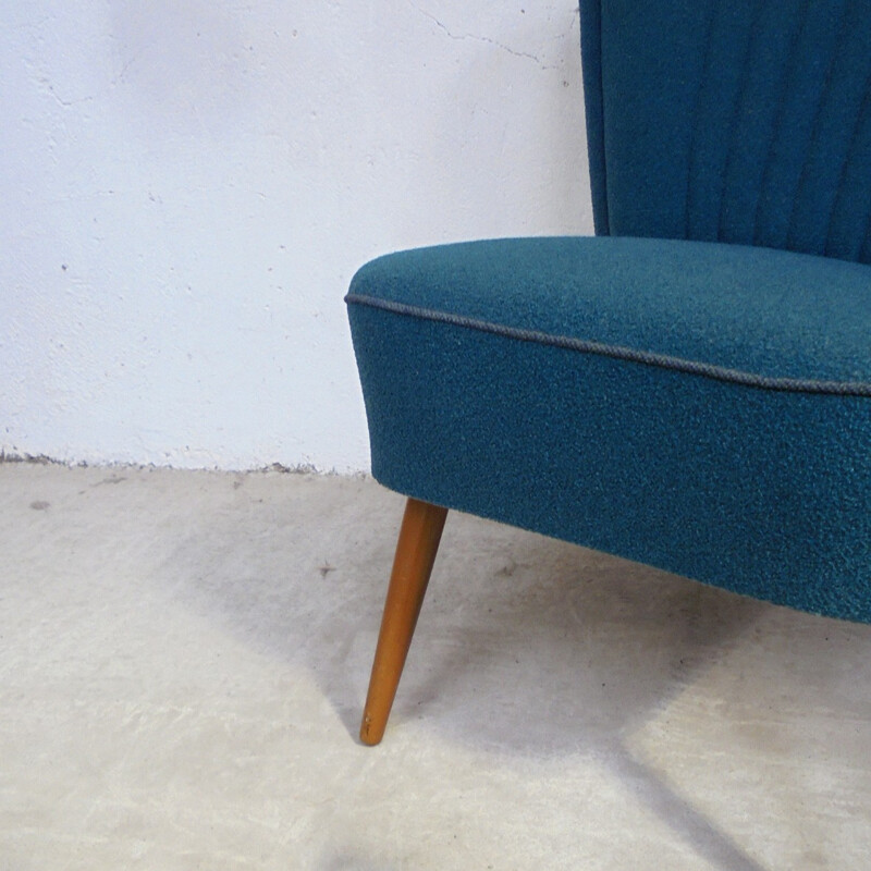 Pair of blue duck cocktail armchairs - 1960s