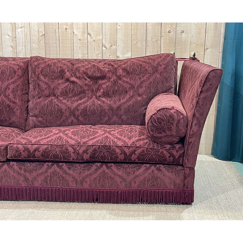 Vintage 5-seater sofa in red velvet, 1990