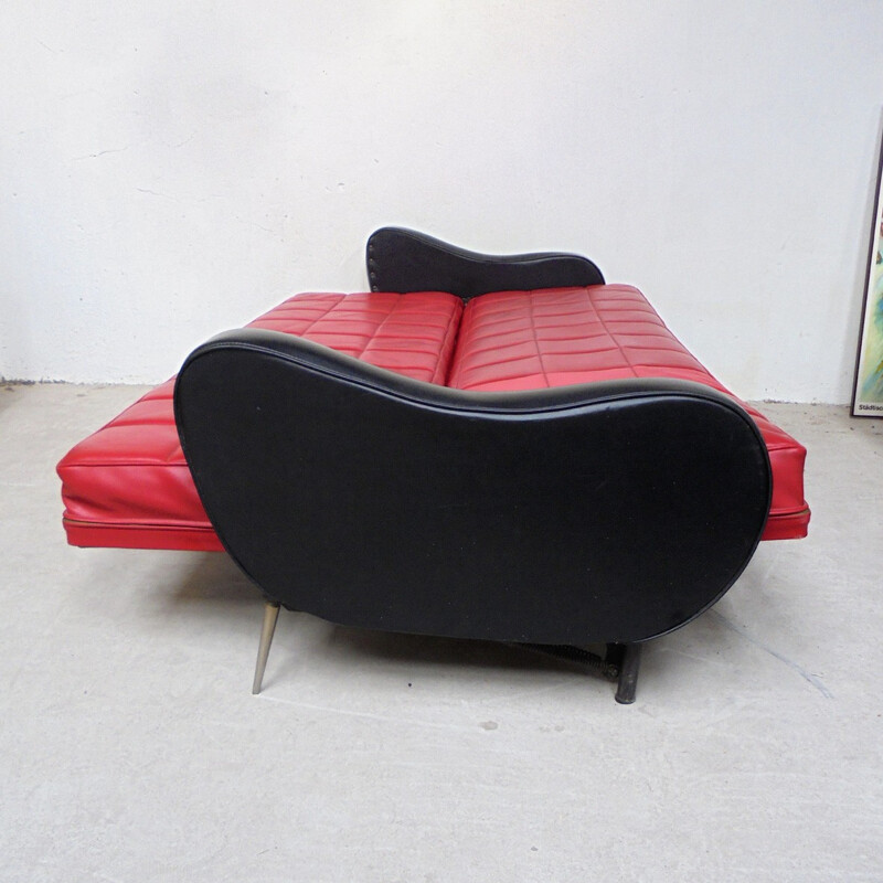 Rockabilly bench seat, convertible sofa - 1950s