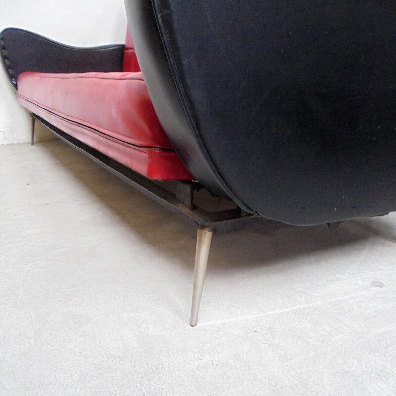 Rockabilly bench seat, convertible sofa - 1950s