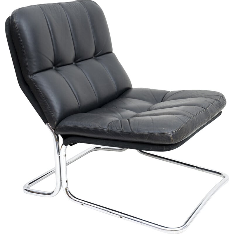 fauteuil vintage en chrome - cuir