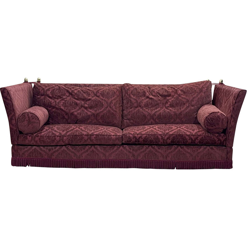 Vintage 5-seater sofa in red velvet, 1990
