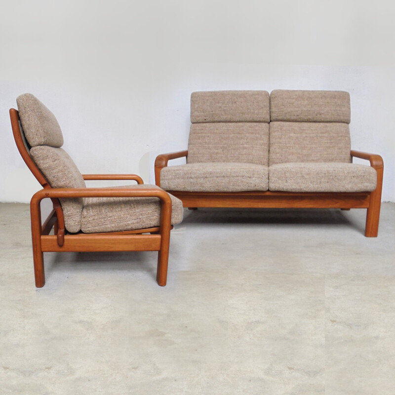 Scandinavian beige living room set - 1960s