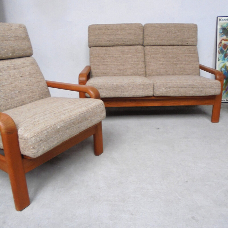 Scandinavian beige living room set - 1960s