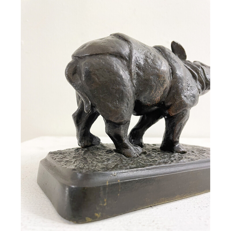 Vintage rhinoceros sculpture in bronze by Antonio Amorgasti, 1928