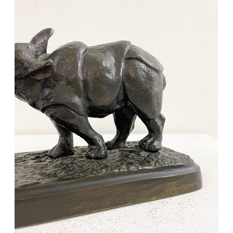 Vintage rhinoceros sculpture in bronze by Antonio Amorgasti, 1928