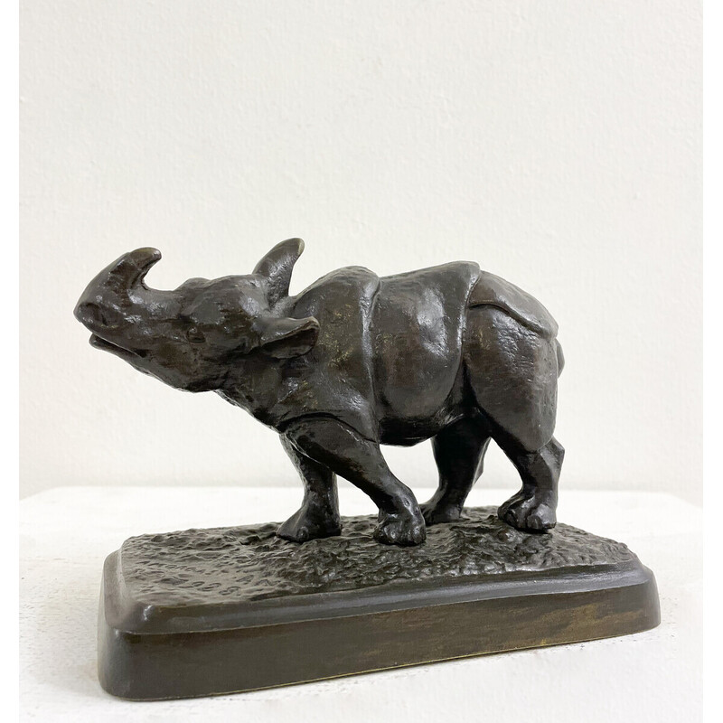 Vintage rhinoceros sculpture in bronze by Antonio Amorgasti, 1928