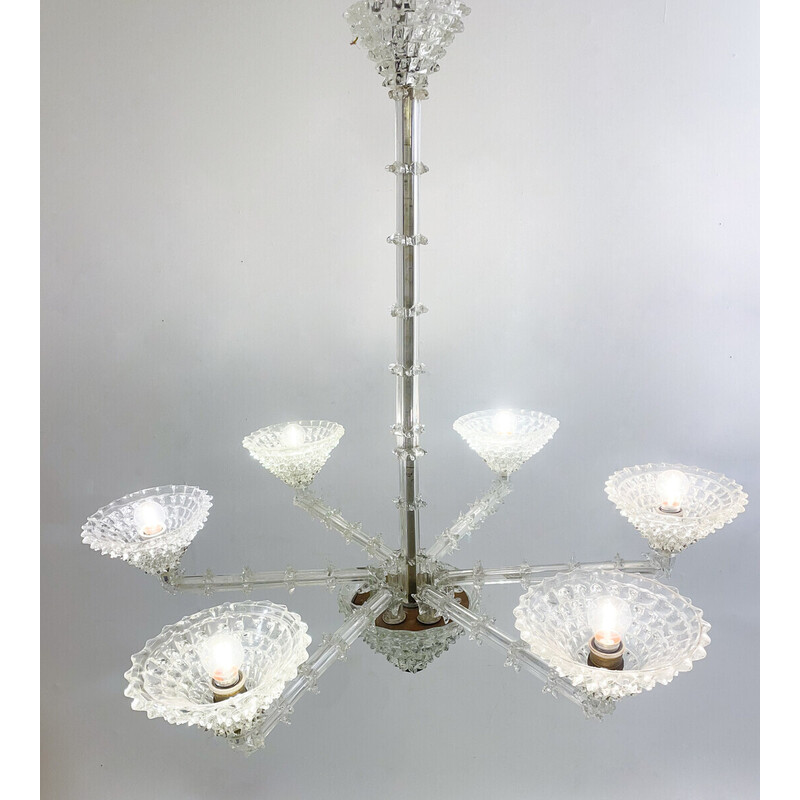 Vintage Murano glass chandelier by Ercole Barovier, Italy 1930s