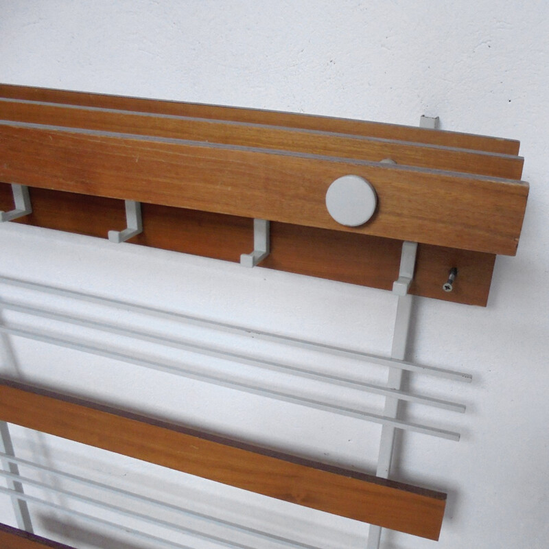 Coat rack in white and wood - 1950s