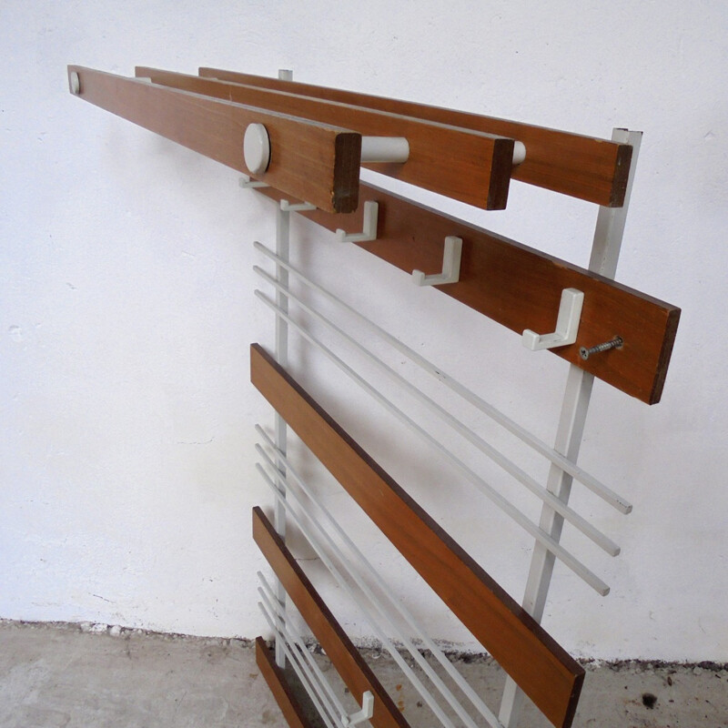 Coat rack in white and wood - 1950s