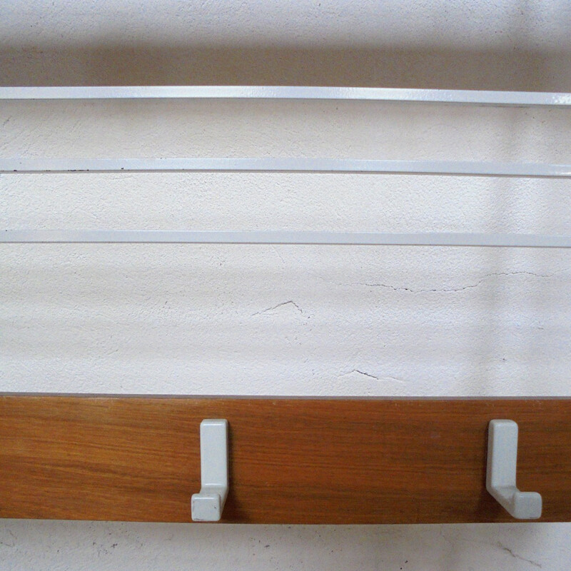 Coat rack in white and wood - 1950s