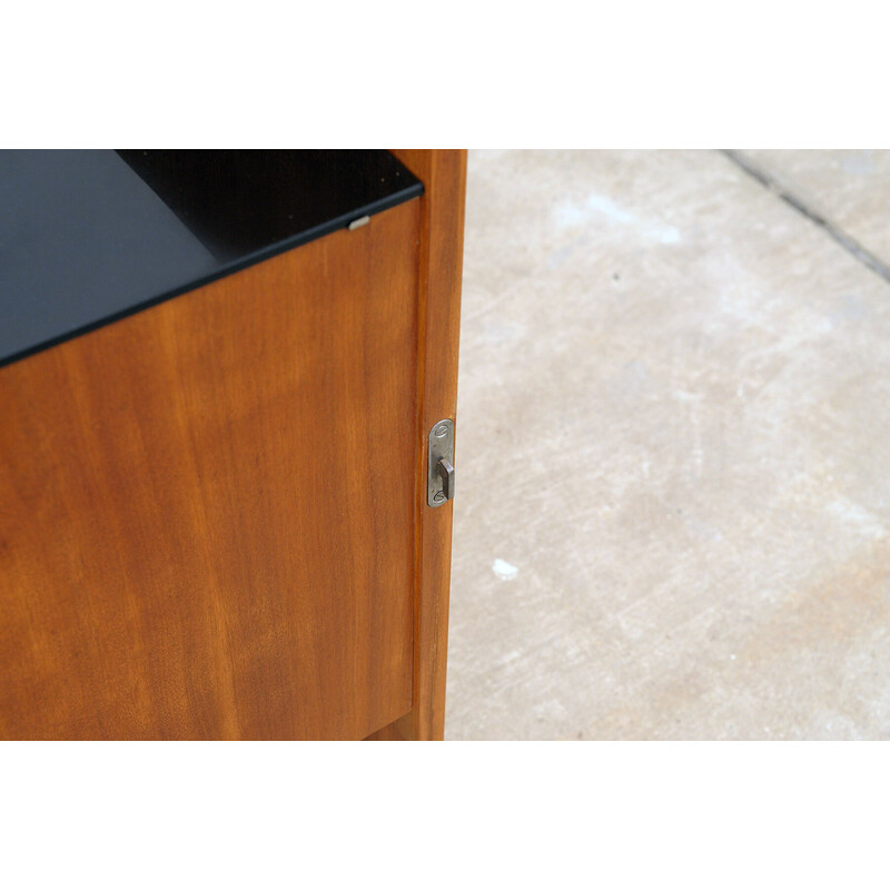 Vintage mahogany and beech bedside table by Mojmír Požár, Czechoslovakia 1960