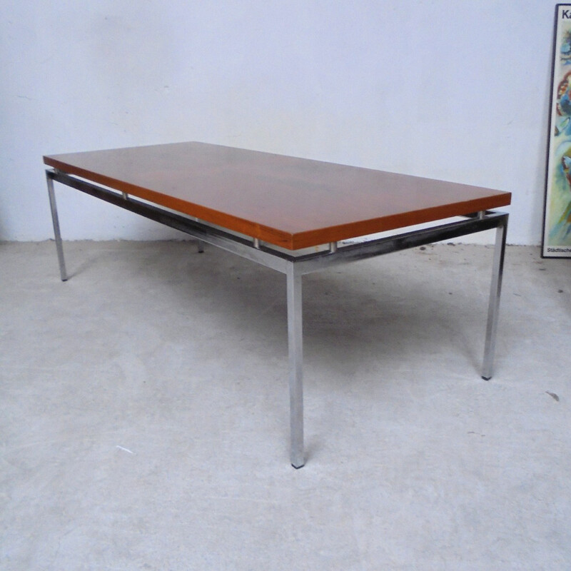  Table basse rectangulaire en loupe d'orme - 1970
