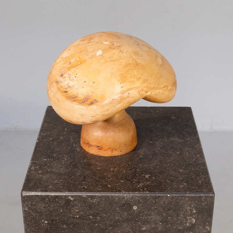 Sculpture vintage forme champignon en bois, 1970