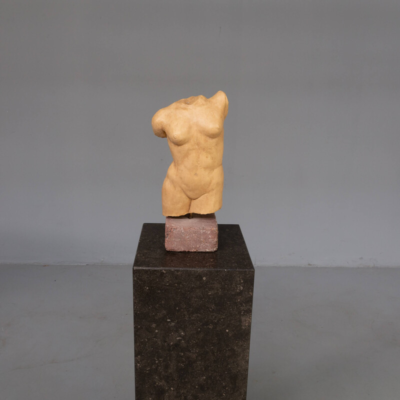 Vintage stone human torso sculpture, 1990